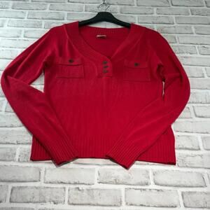 Gap Vintage Red Sweater Women's Size M 90's Buttons Fitted‎ Classic Nostalgia